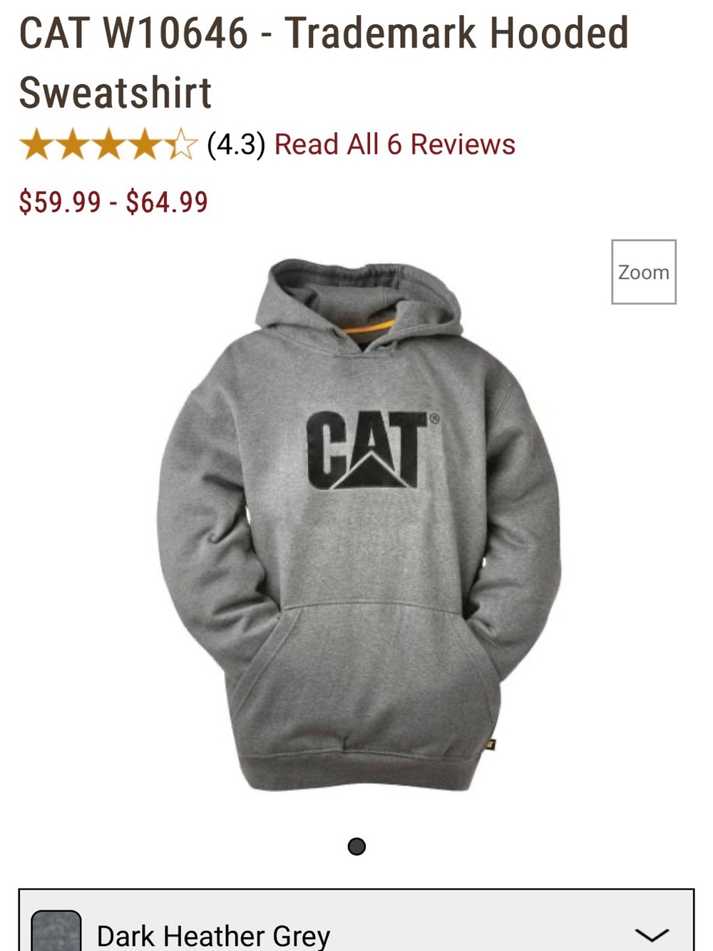 Caterpillar grey hoodie, new never used Size M